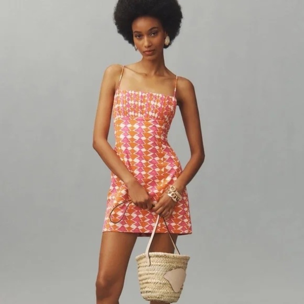 Maeve The Ophelia Sleeveless Linen Slim Mini Dress  12 - Picture 10 of 10